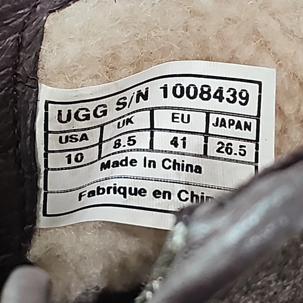 UGG Simmens‎ Winter Boots Women's Size 10 Brown Leather Waterproof Buckle Strap